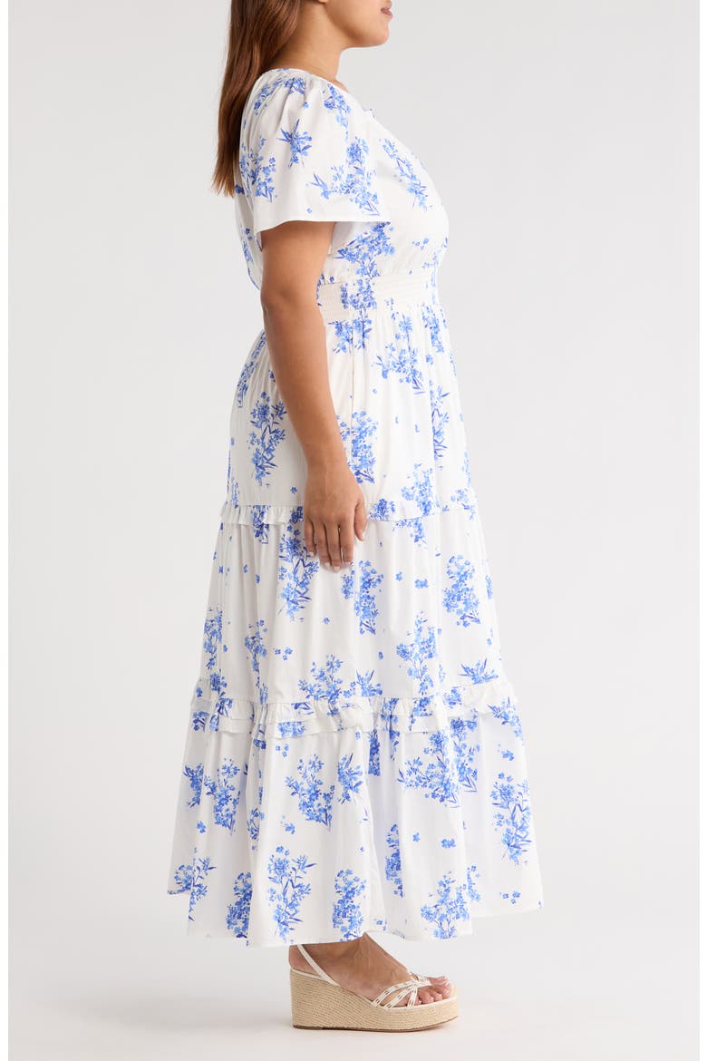 Bestia Floral Palmer Tiered Cotton Maxi Dress, Alternate, color, CREAM WHITE
