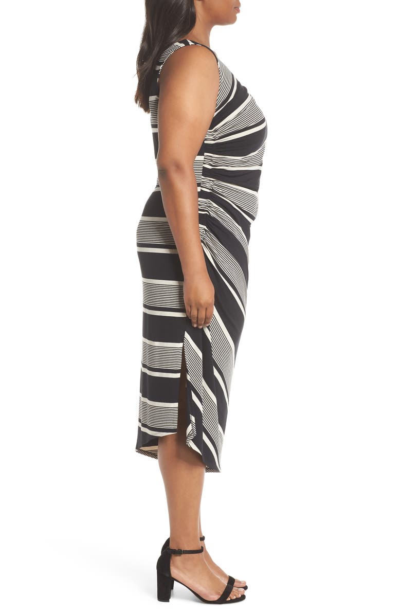 Vince Camuto Venue Block Stripe Ruched Body-Con Dress, Alternate, color,