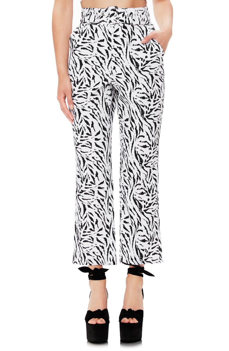 AFRM Rayna Belted Linen Blend Crop Flare Pants, Main, color, 