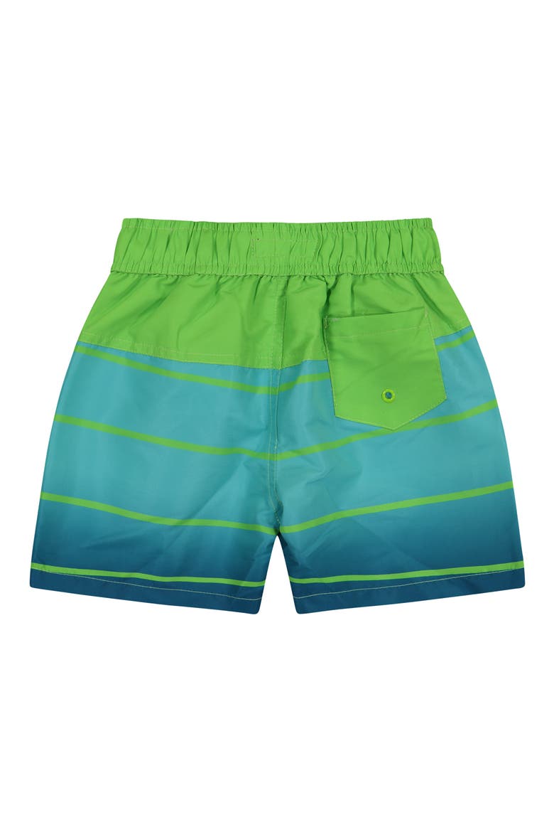 ANDY AND EVAN Printed Swim Trunks, Alternate, color, AQUA STRIPE