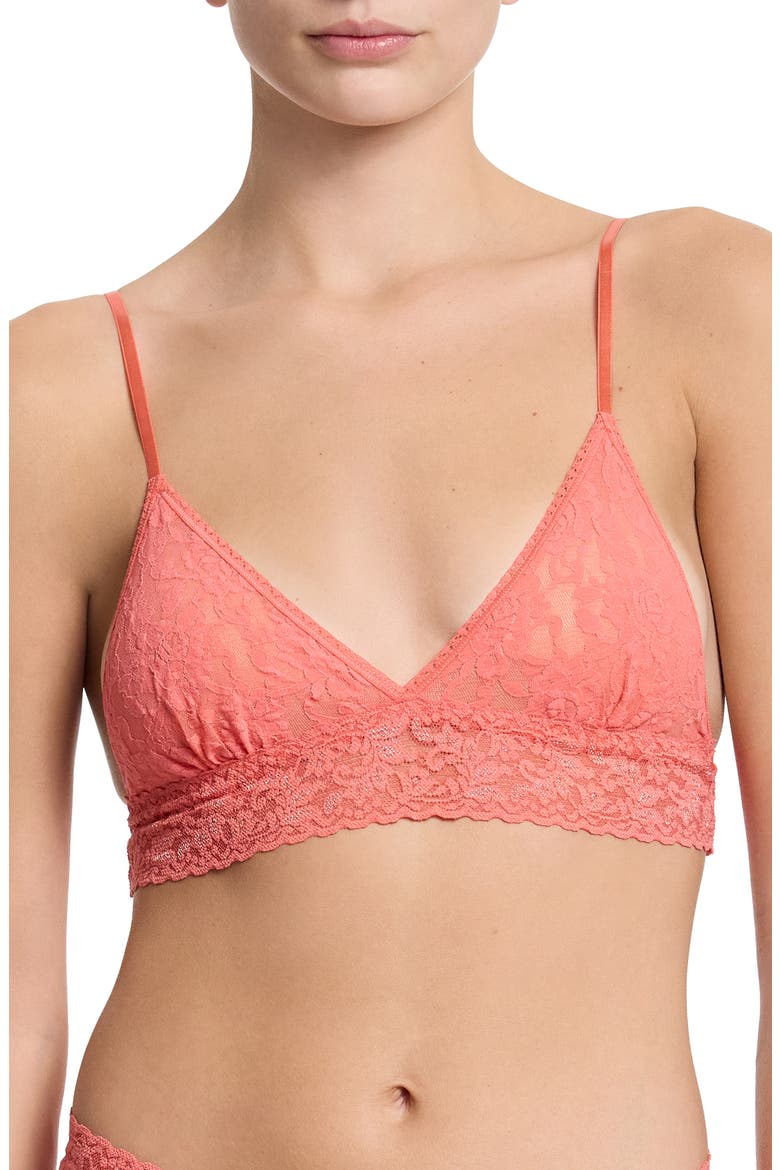 Signature Lace Padded Bralette, Main, color, COURAGEOUS CORAL