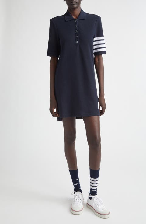 4-Bar Cotton Piqué Polo Dress