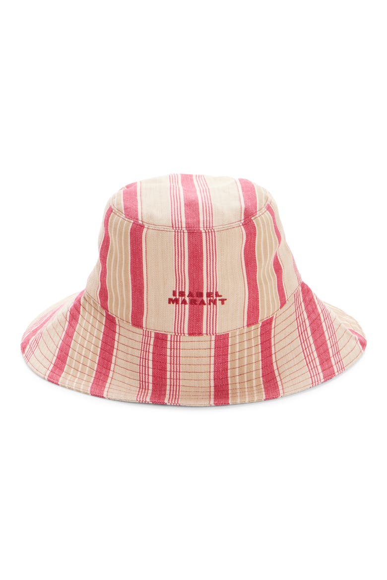 Shaelyn Embroidered Logo Stripe Bucket Hat, Alternate, color, RED