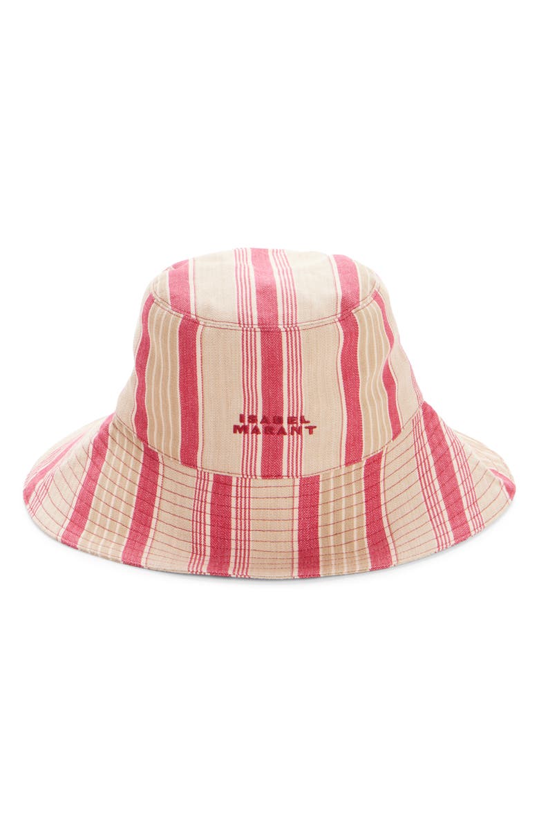 Isabel Marant Shaelyn Embroidered Logo Stripe Bucket Hat, Alternate, color, Red