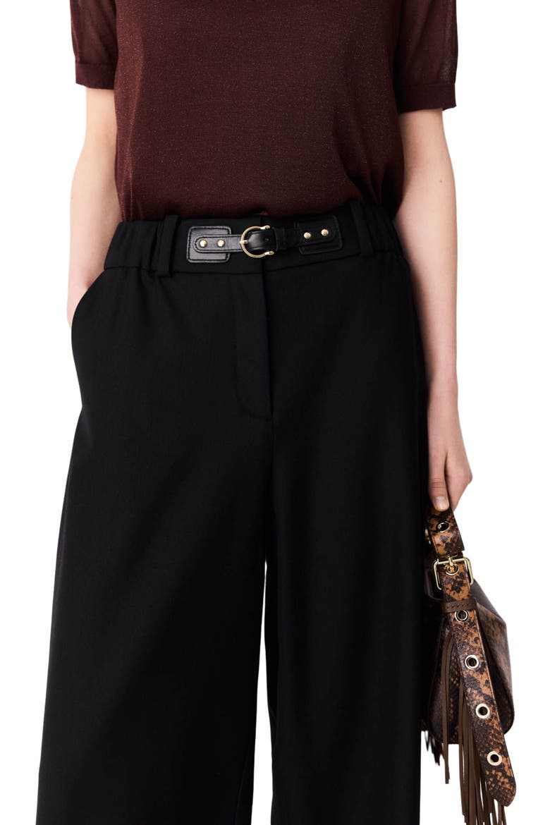 Wide-leg suit trousers, Alternate, color, Black