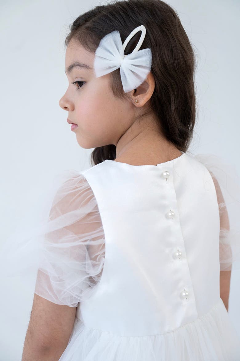 Flower Maxi Tulle Dress, Alternate, color, White Lily