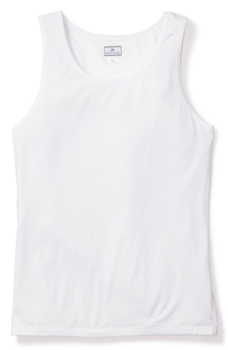 Petite Plume Pima Cotton Sleep Tank Top, Alternate, color, White