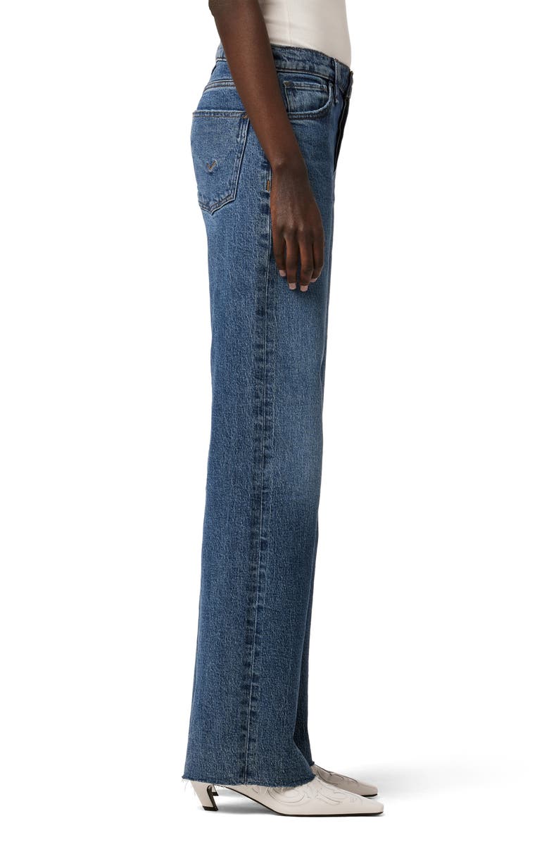 Hudson Jeans Rosie High Waist Raw Hem Wide Leg Jeans, Alternate, color, 