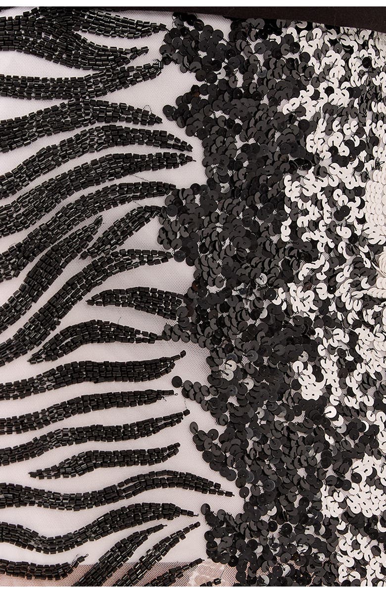 NASTY GAL Zebra Ombre Hand Embellished Mini Skirt, Alternate, color, Mono