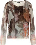 Desigual Carson Print Mesh Long Sleeve Top