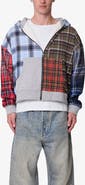 mnml Patchwork Flannel Zip Crop Hoodie