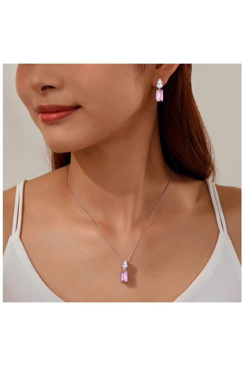 Fancy Lab Grown Sapphire Pendant Necklace, Alternate, color, PINK