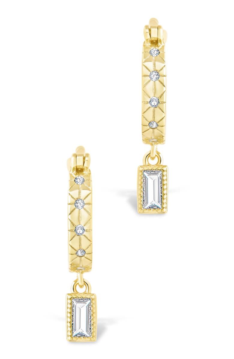 Sterling Forever Oaklyn Cubic Zirconia Drop Hoop Earrings, Alternate, color, Gold