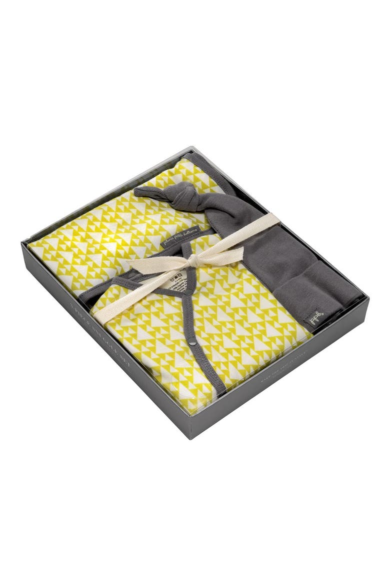 'Snuggle' Footie, Blanket & Hat Set, Alternate, color, TIPPED TRIANGELES