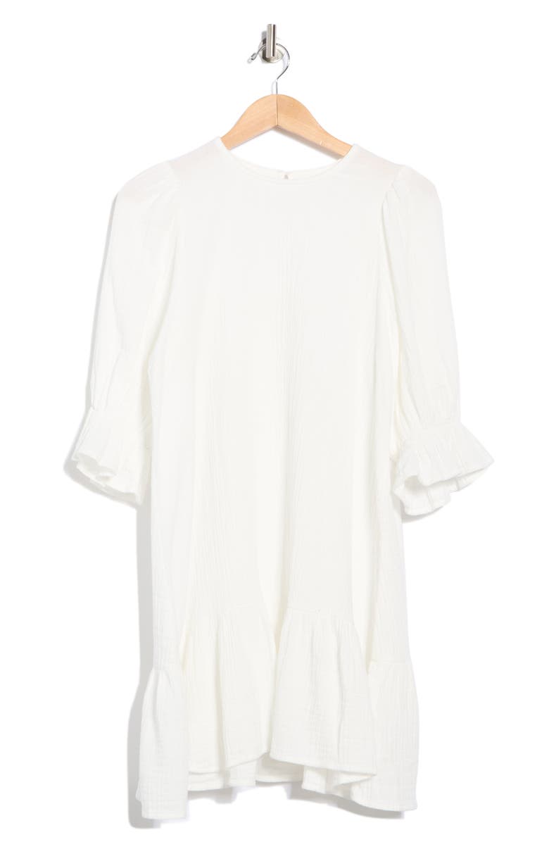 Maisie Bubble Sleeve Cotton Gauze Minidress, Alternate, color, 