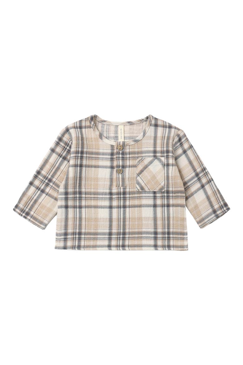 Kids' Rory Plaid Organic Cotton Shirt, Main, color, LATTE