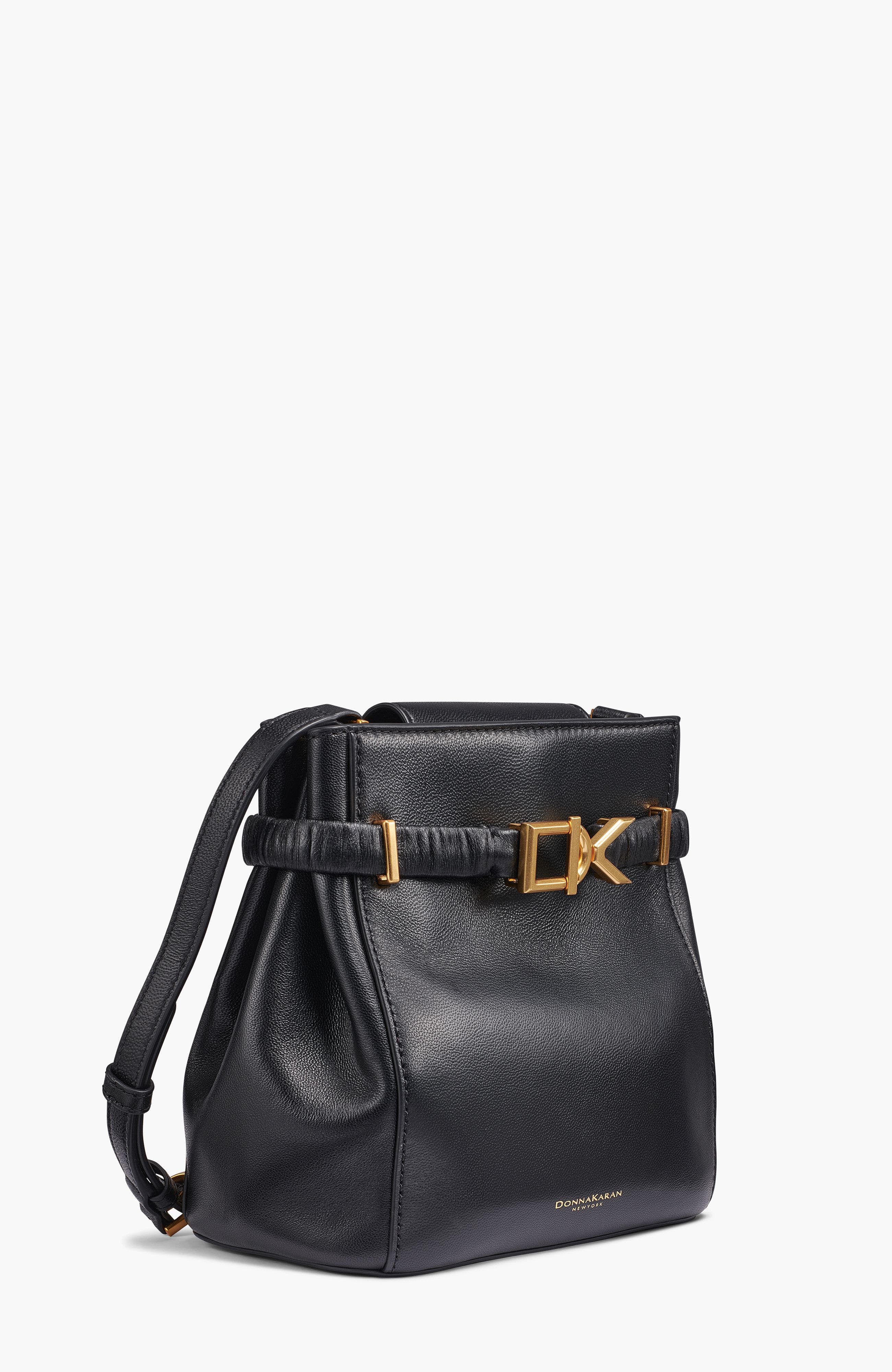 Donna Karan New York Gingham Crossbody, Alternate, color, Blk/Gold