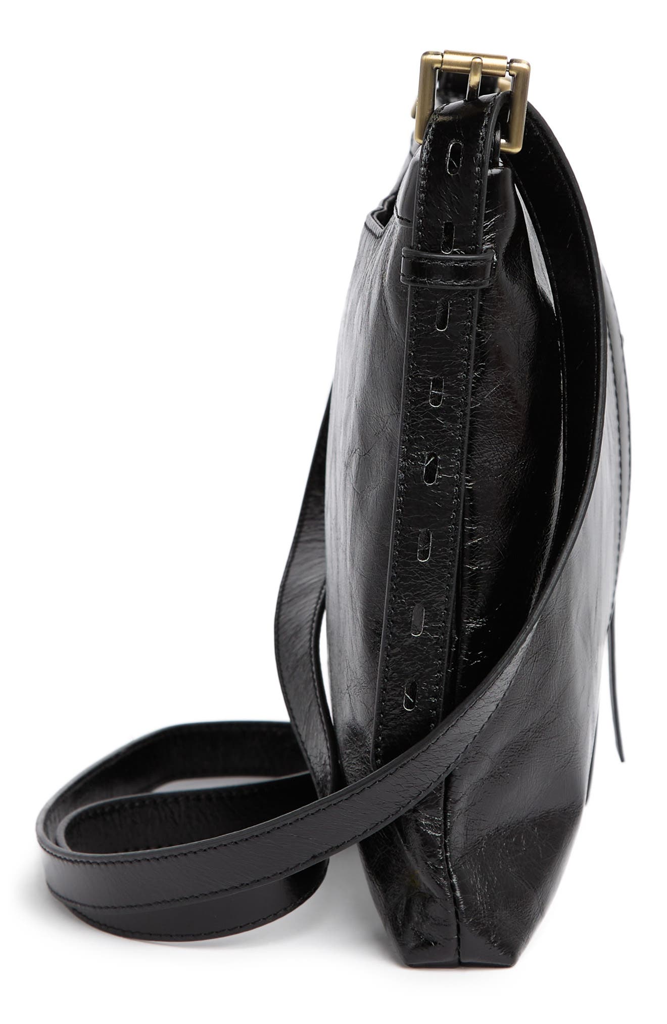 HOBO Leather Crossbody Bag, Alternate, color, Black