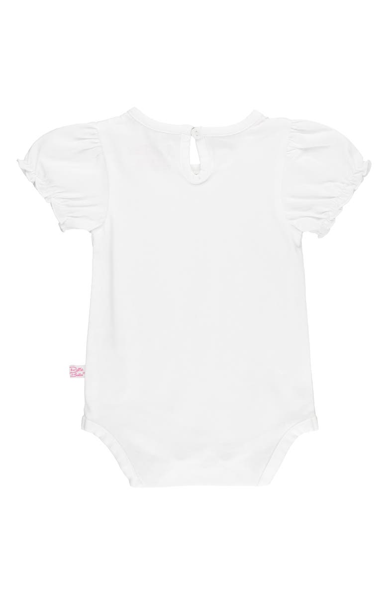RuffleButts Puff Sleeve Bodysuit, Alternate, color, White