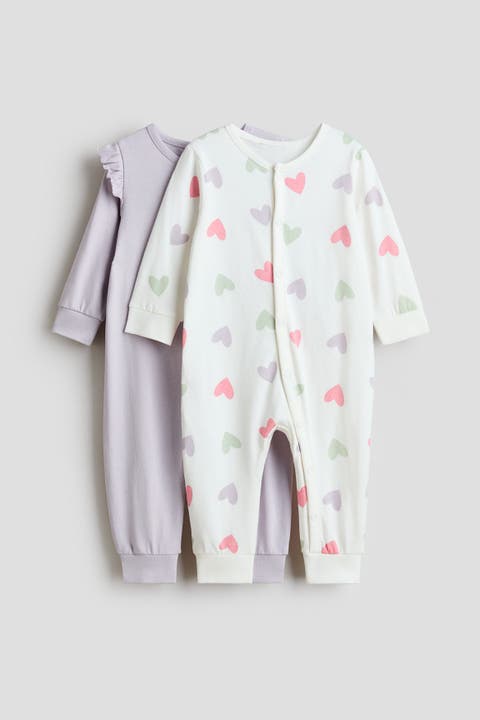 2-pack cotton pajama jumpsuits