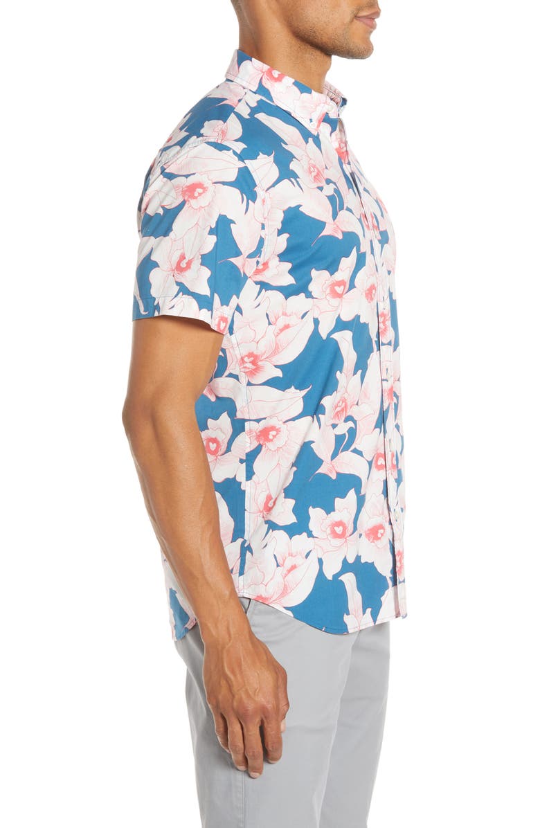 Bonobos Slim Fit Floral Short Sleeve Button-Down Shirt, Alternate, color, 