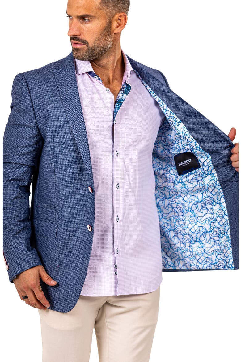 Descartes Marthyr0010 Blue Microcheck Virgin Wool Peak Lapel Blazer, Alternate, color, BLUE