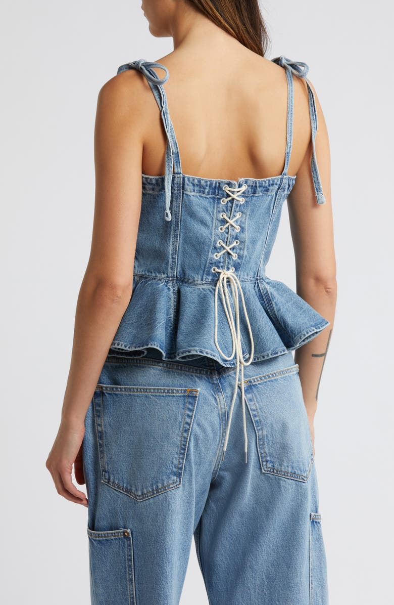 Re/Done Peplum Denim Camisole, Alternate, color, Hacienda