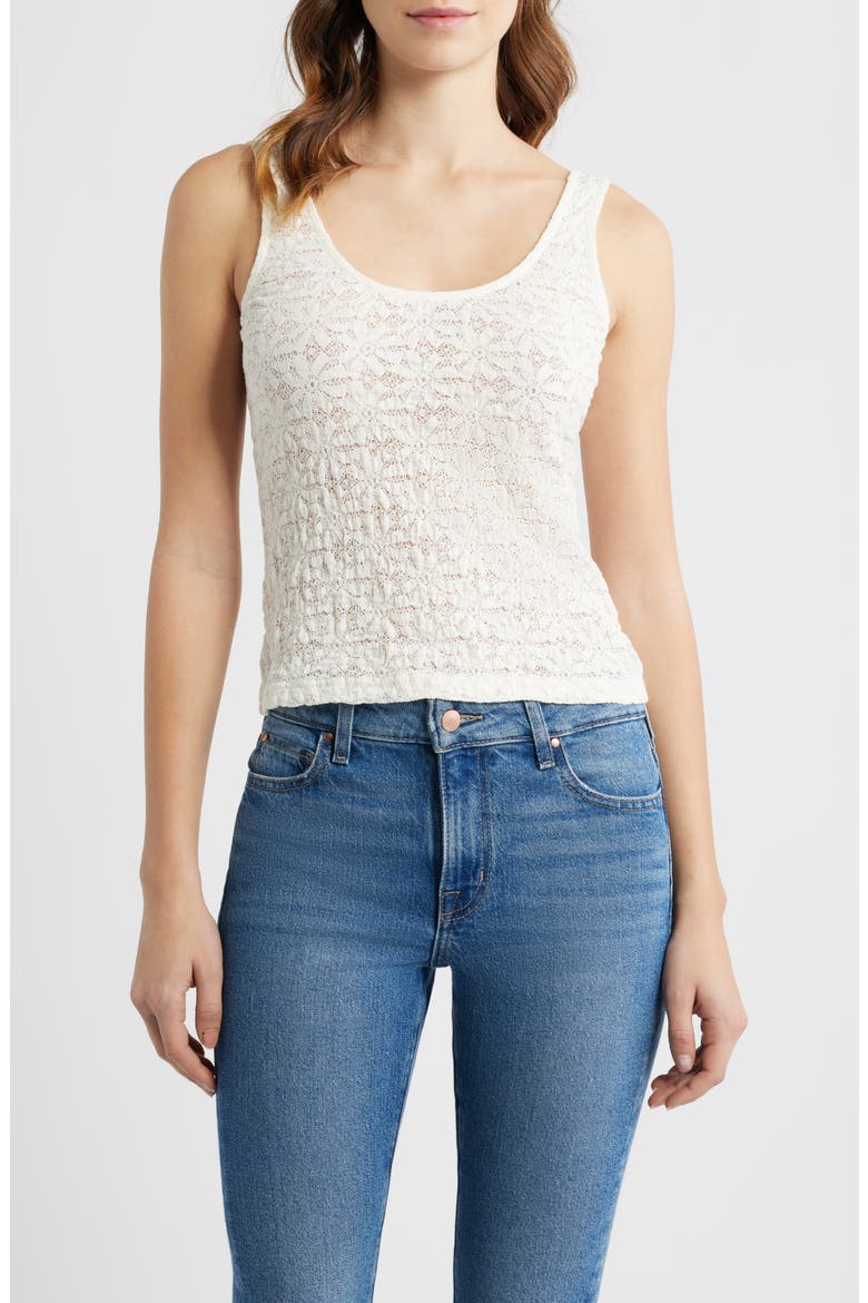 Donya Lace Scoop Neck Tank, Main, color, IVORY