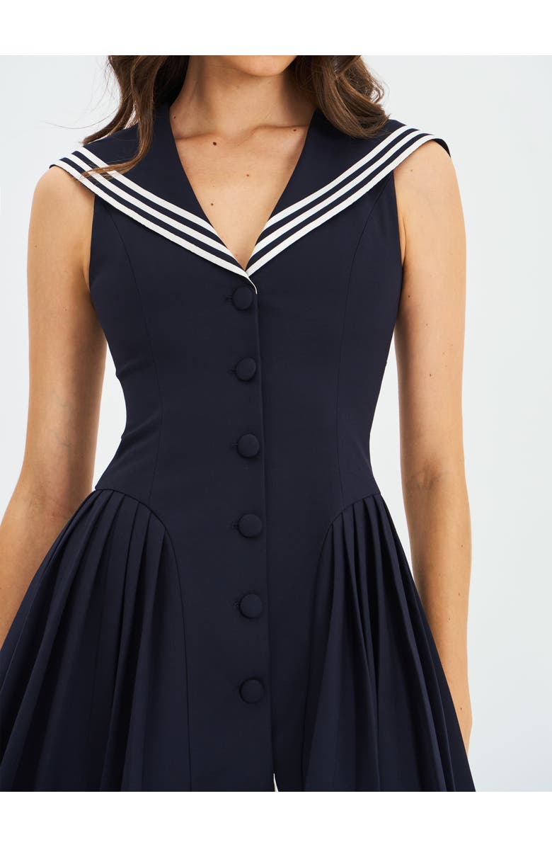 Miss Circle Calliope Sailor Pleated Mini Dress, Alternate, color, Navy Blue