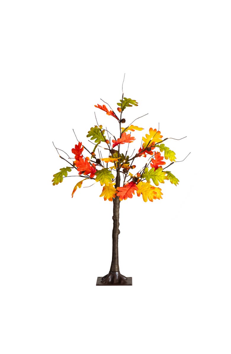 NEARLY NATURAL 3-ft Pre-Lit Autumn Maple Artificial Fall Tree with Pinecones, Acorns and 36 Warm White LED Lights, Main, color, Multi