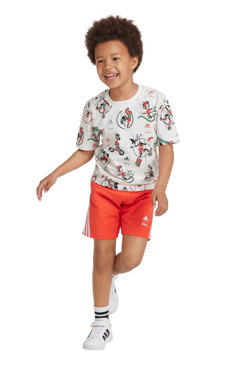 x Disney Kids' Mickey & Friends Allover Print T-Shirt & Shorts Set, Alternate, color, OFF WHITE/ MULTICOLOR