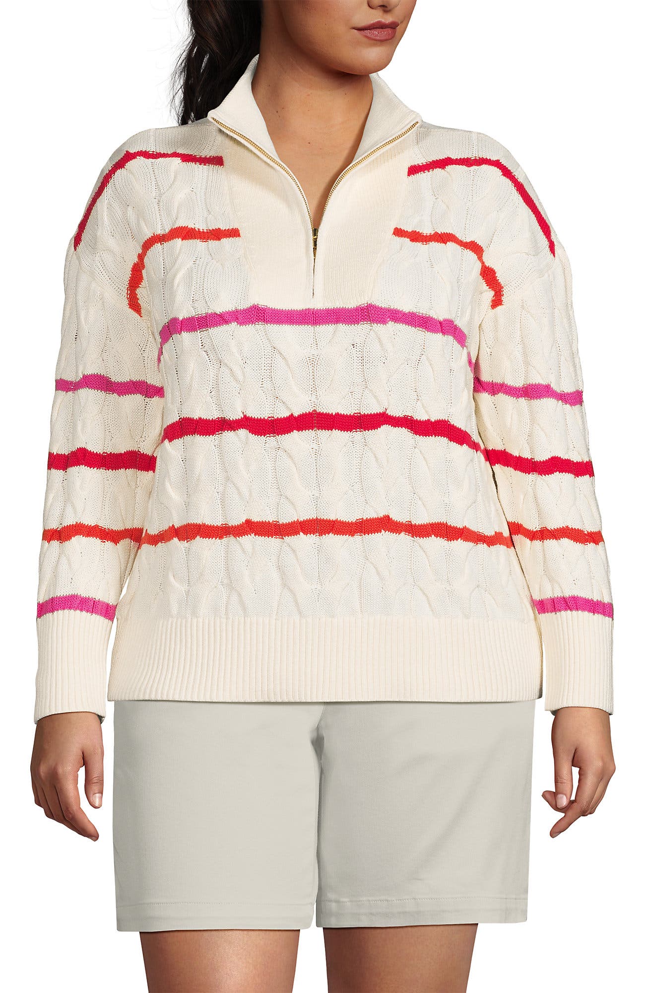 Plus Size Drifter Cotton Quarter Zip Pullover Sweater - image 3