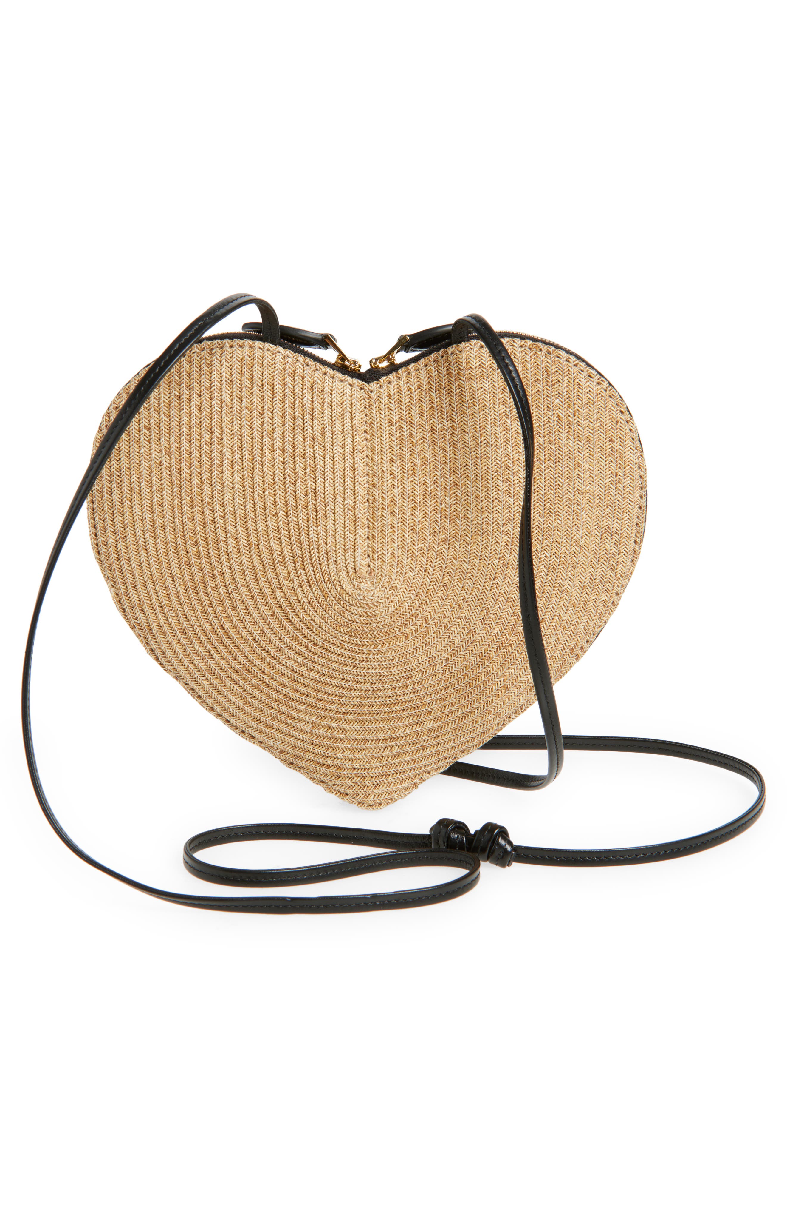 Alaïa Le Coeur Raffia Crossbody Bag, Alternate, color, Naturel