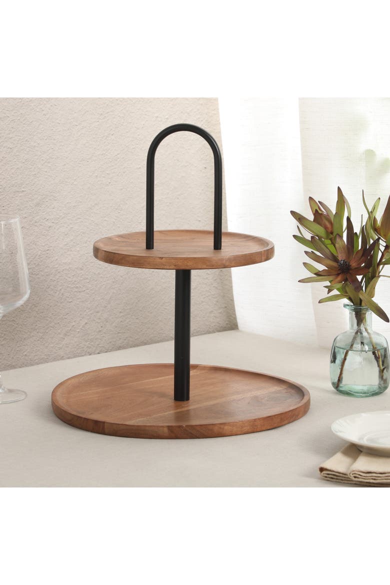 Gracious Dining Round Acacia Wood Charcuterie Tray, Alternate, color, Natural