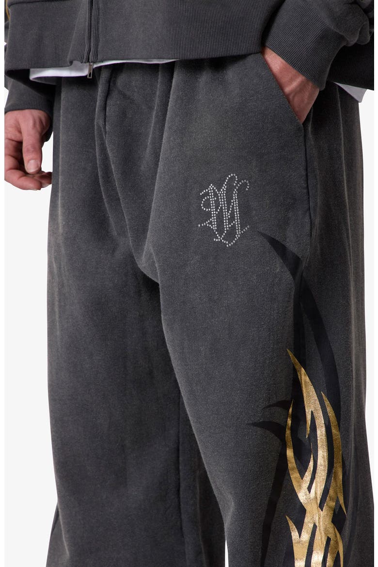 Oversize Gold Foil Sweatpants, Alternate, color, WASHED BLACK