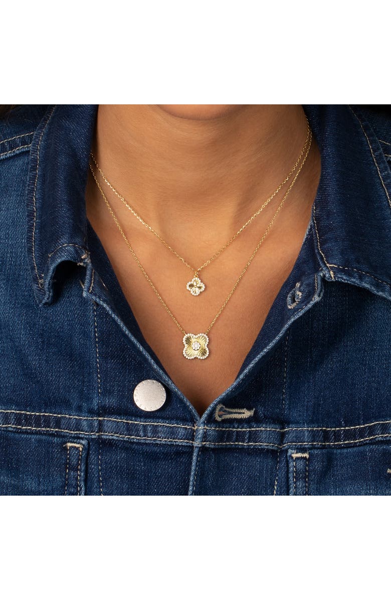 BY ADINA EDEN Pave Outlined Ridged Clover Pendant Necklace, Alternate, color,