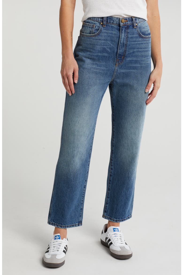 The Barrel Straight Leg Jeans, Main, color, SADDLE WASH