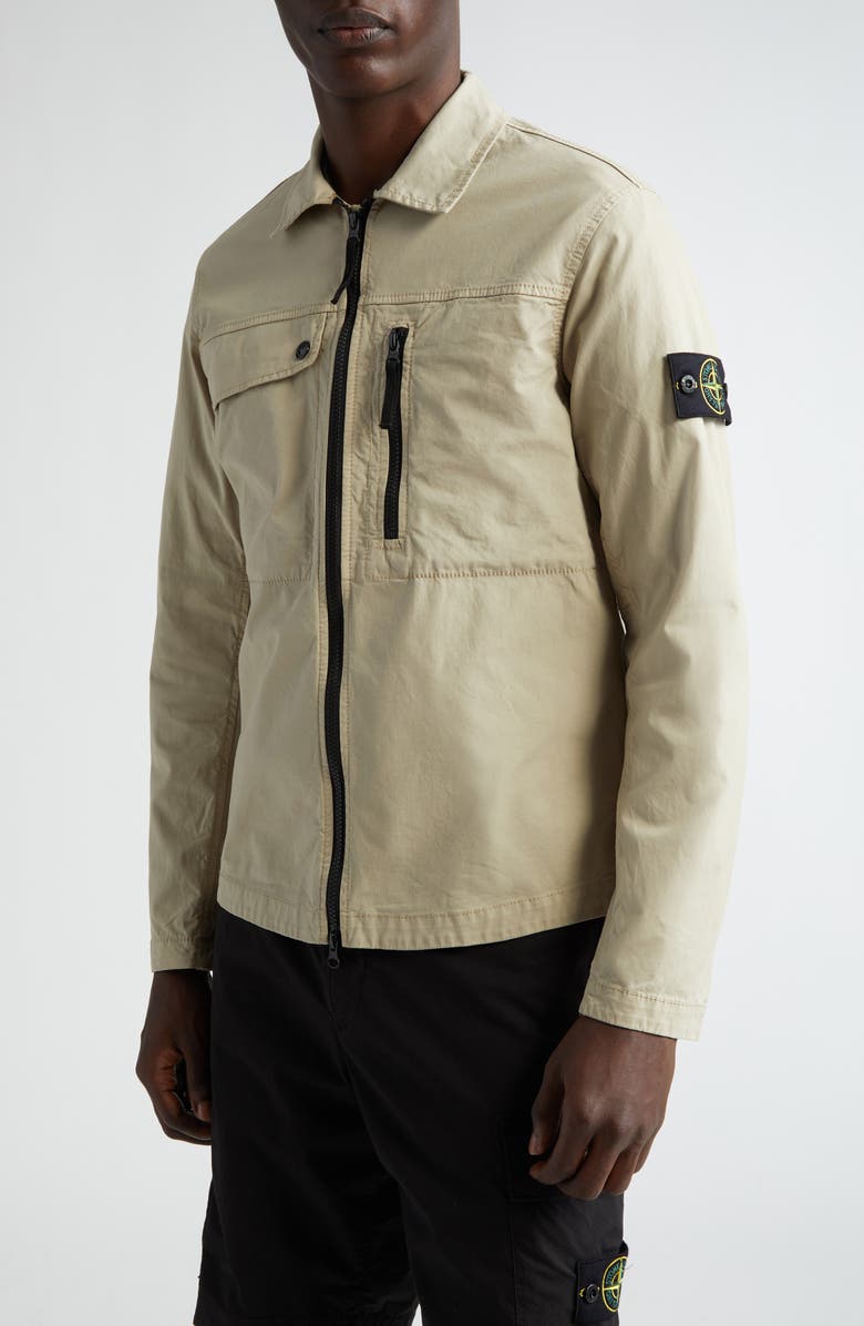 Stone Island Compass Logo Stretch Cotton Overshirt, Alternate, color,