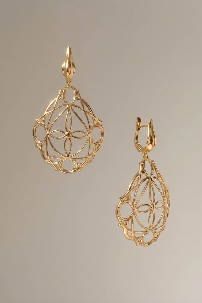 Simi Gold Filigree Drop Earrings, Alternate, color, Gold