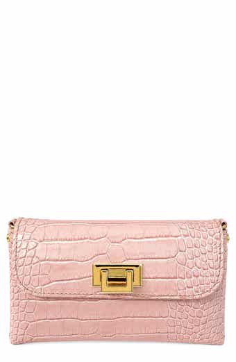 Isabella Croc Embossed Leather Clutch
