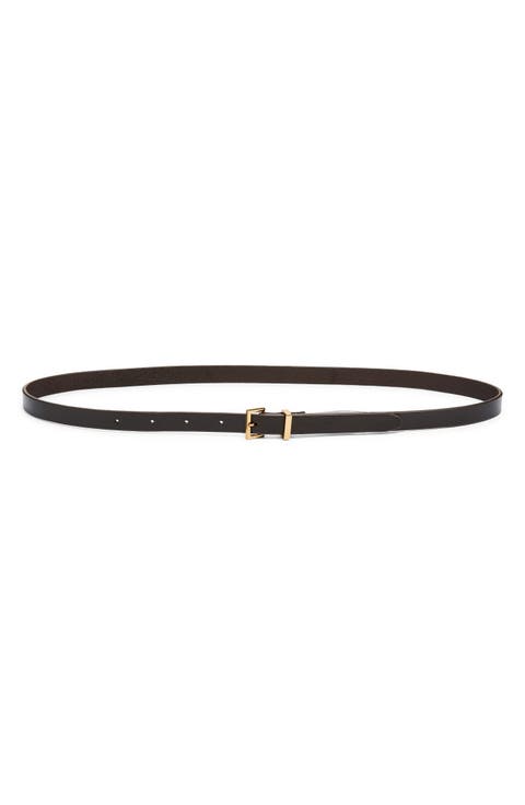 Petite Square Buckle Skinny Leather Belt