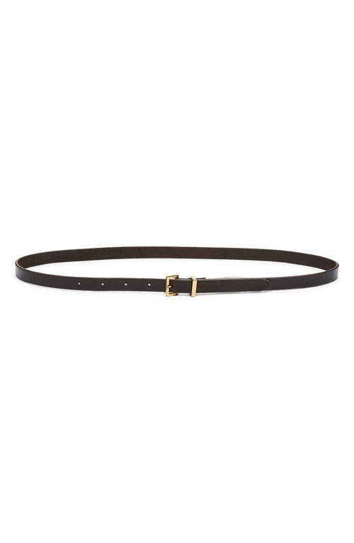 FRAME Petite Square Buckle Skinny Leather Belt in Dark Brown at Nordstrom, Size Large