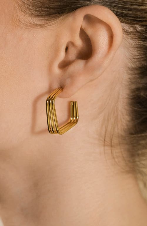 Sterling Forever Davina Square Triple Hoop Earrings In Gold