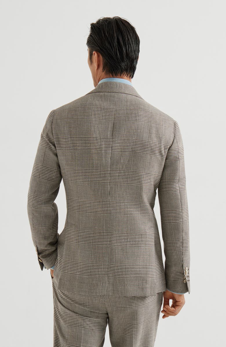 Brunello Cucinelli Prince of Wales Cavallo blazer, Alternate, color, Light Brown