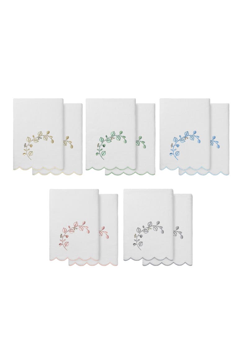 2-Piece Wild Branch Turkish Cotton Bath Towel Set, Alternate, color, WHITE/ BLUE