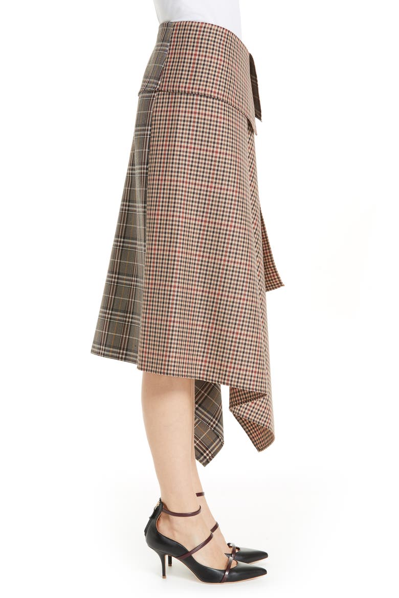 Mixed Check Wool Blend Blanket Wrap Skirt, Alternate, color, PLAID