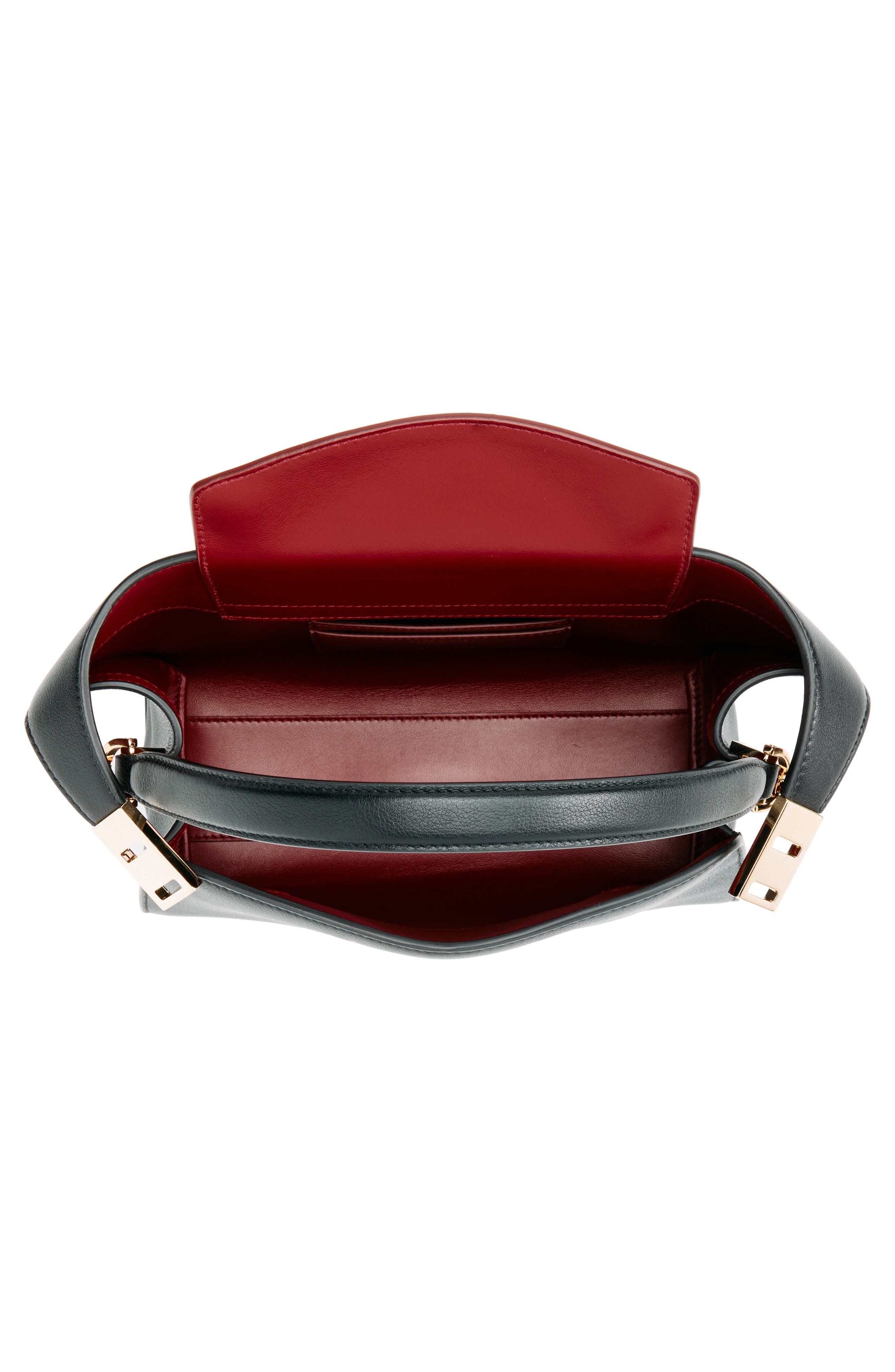 FERRAGAMO Extra Small Hug Leather Top Handle Bag, Alternate, color, Nero Borgogna