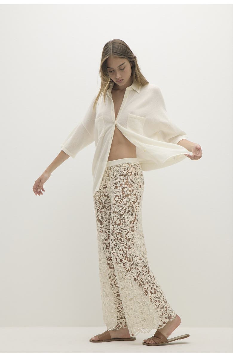 NAKED CASHMERE Rue Button-Up Cashmere Top, Main, color, Ecru