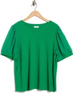 CeCe Short Sleeve Clip Sleeve Top