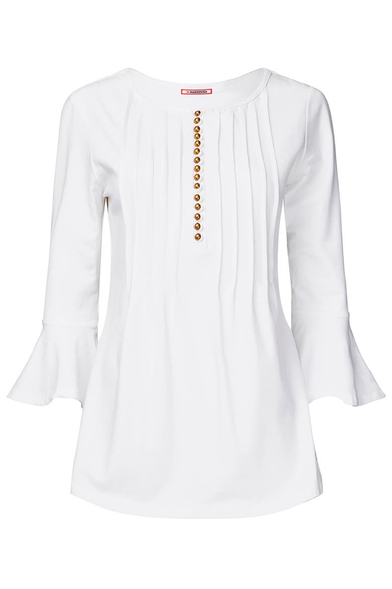 Stretch Cotton Bell Sleeve Henley, Alternate, color, OLD WHITE